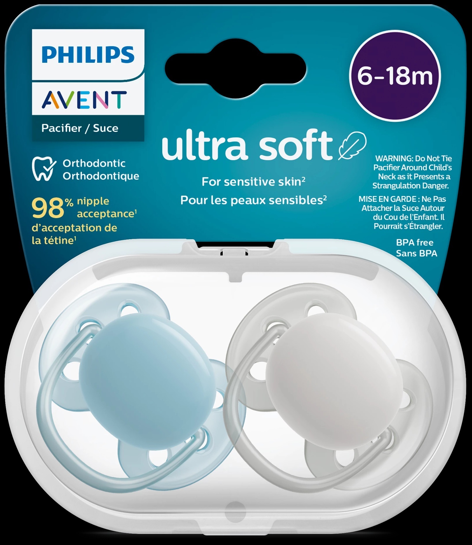 Philips AVENT - 2 Xuxas - Ultra Soft - Azul/Cinzento - 6-18M 