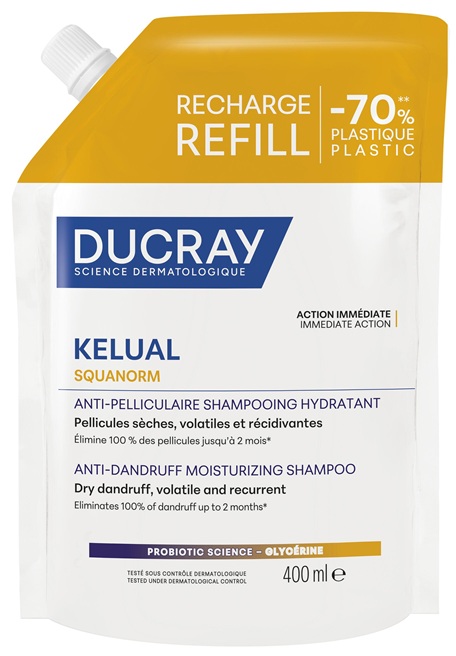 DUCRAY KELUAL Squanorm Champô Caspa Seca RECARGA 400 ml NOVO