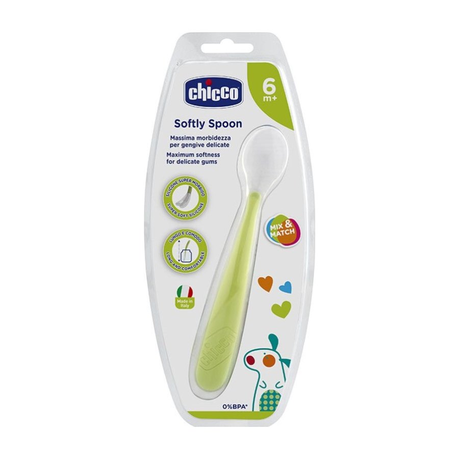 CHICCO Colher Silicone VERDE (+6 meses)