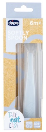 CHICCO Colher Silicone 6M Azul