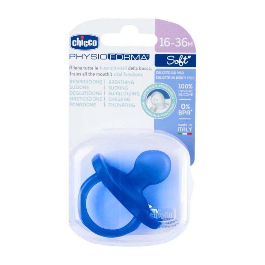 CHICCO Chupeta Physio Soft SILIC AZUL 16-36 Meses