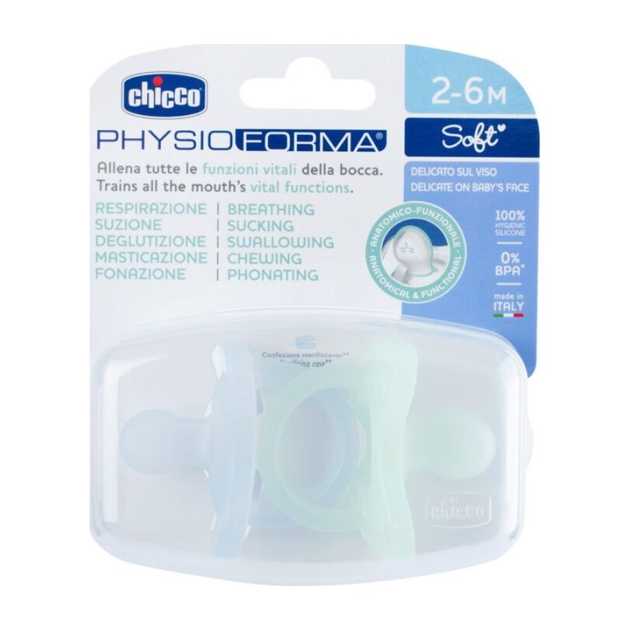 CHICCO Chupetas Physio Soft SILIC AZUL 2-6M 2un