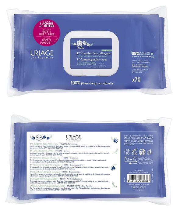URIAGE BEBÉ Pacote 70 Toalhetes x 2  PROMO DUO
