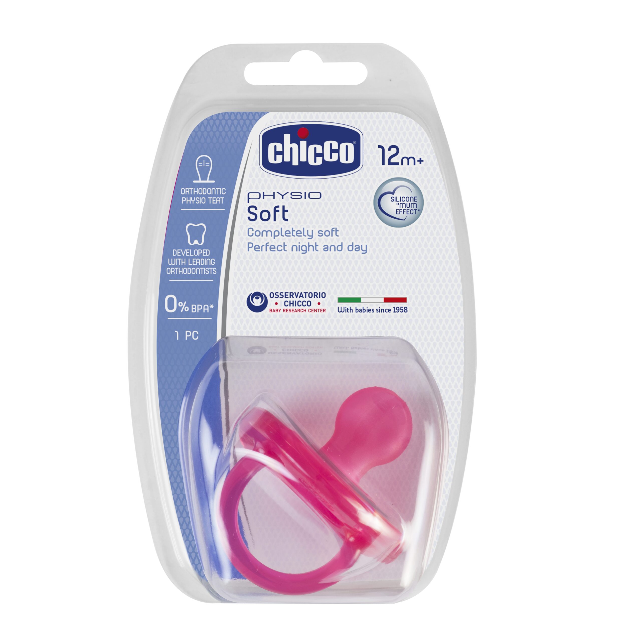 CHICCO Chupeta Physio Soft SILIC ROSA 12M+
