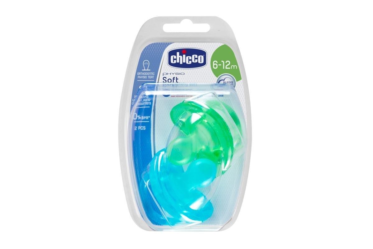 CHICCO Chupetas Physio Soft SILIC AZUL 6-12M 2un