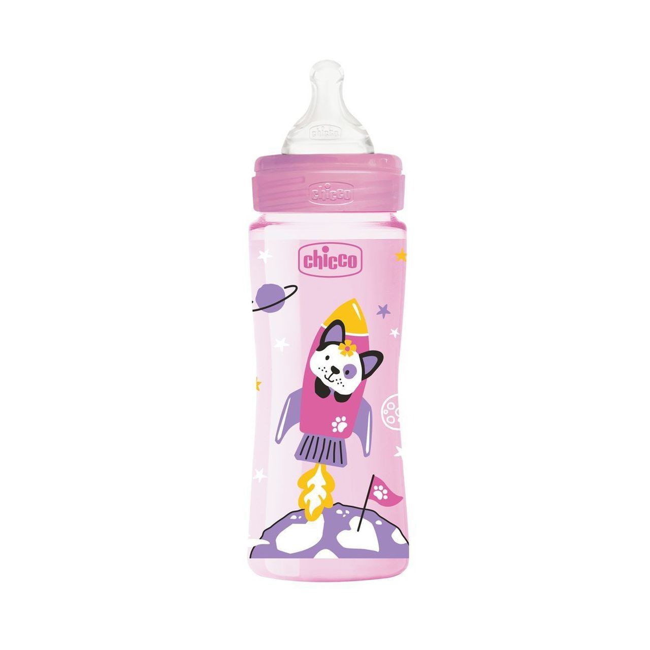 CHICCO BIBERÃO WB PP ROSA COL 330 ML SILICONE