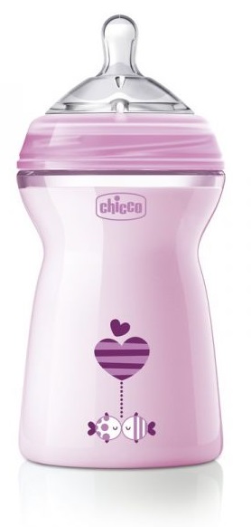 CHICCO Biberao NaturalFeeling ROSA 330ml 6M+